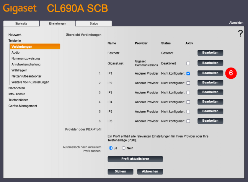 Gigaset CL690A: Inaktive Verbindungen