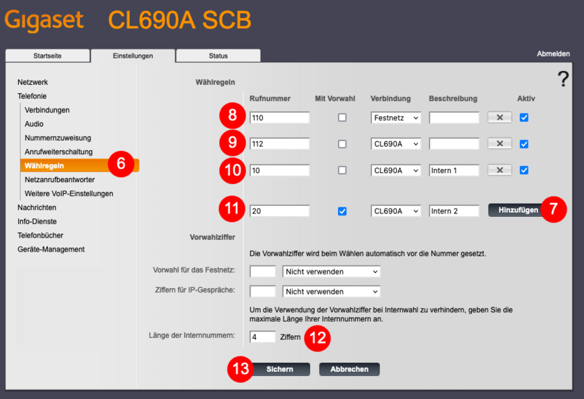 Automatische Vorwahl setzen Gigaset CL690A