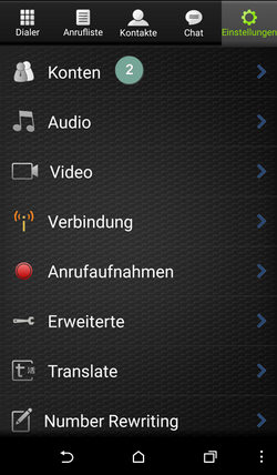 Zoiper Konfiguration Android Schritt 2