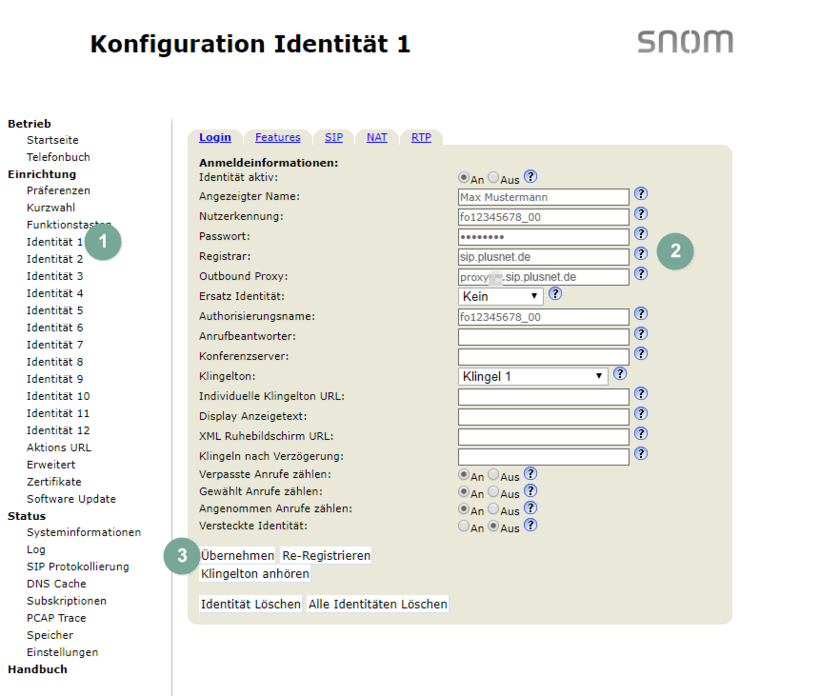 Login snom D745