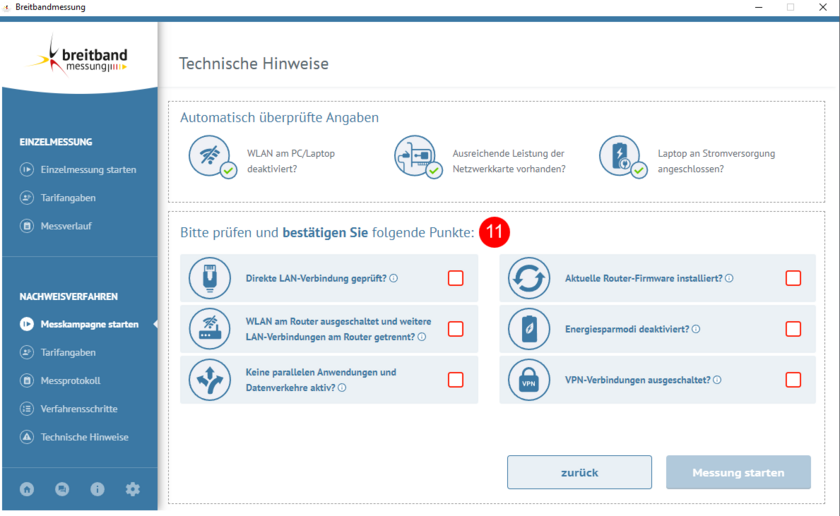 Technische Hinweise zur Bandbreitenmessung