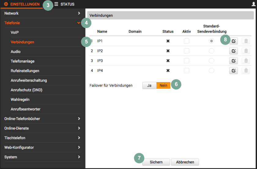 IP-Verbindung konfigurieren