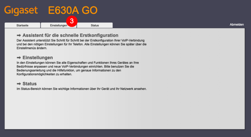 Gigaset E630: Startseite