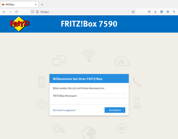 FritzBox Login-Oberfläche