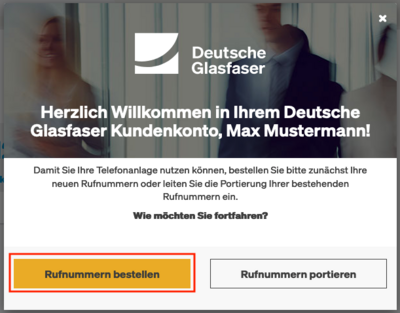 Bestellung neuer Rufnummern im Deutsche Glasfaser Kundenkonto