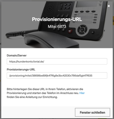 Provisioning URL ablesen snom 821