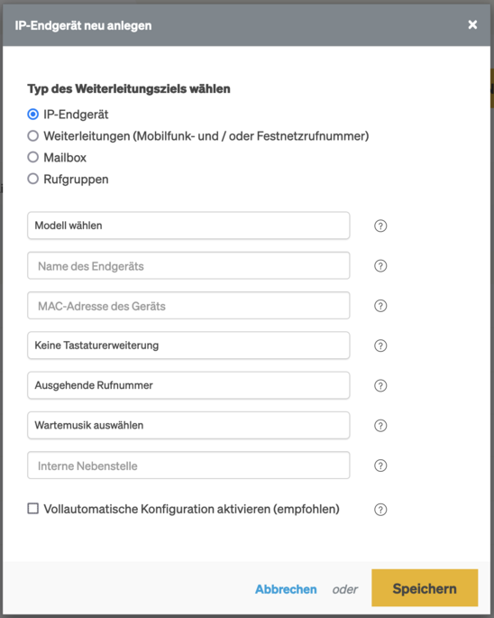 snom D335: Neues Ziel anlegen