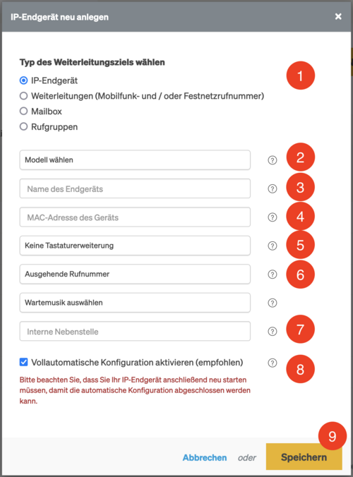 Yealink SIP-T53W: Ziel anlegen