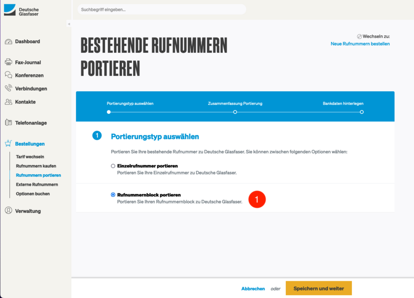 Rufnummernblock portieren