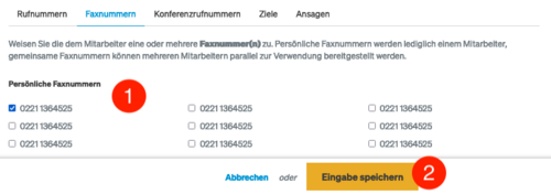 Ansicht Deutsche Glasfaser Kundenkonto Berechtigung Faxnummern