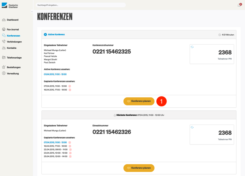 Funktionen Konferenz Startseite