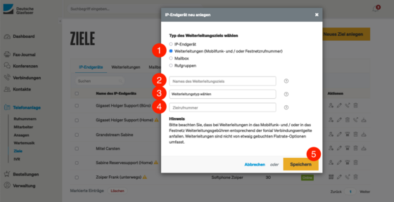 Weiterleitung einrichten