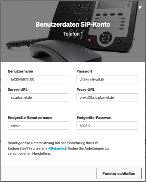 SIP-Userdaten