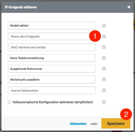 Namen des IP-Endgeräts ändern