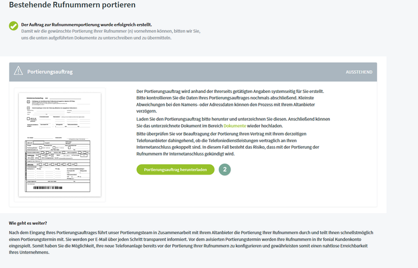 Portierungsauftrag herunterladen